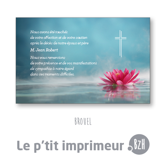 Carte de remerciements Brouel - Format 128 x 82 mm