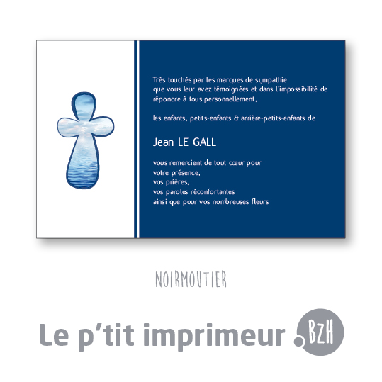 Carte de remerciements Noirmoutier - Format 128 x 82 mm