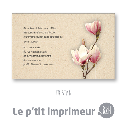 Carte de remerciements Tristan - Format 128 x 82 mm