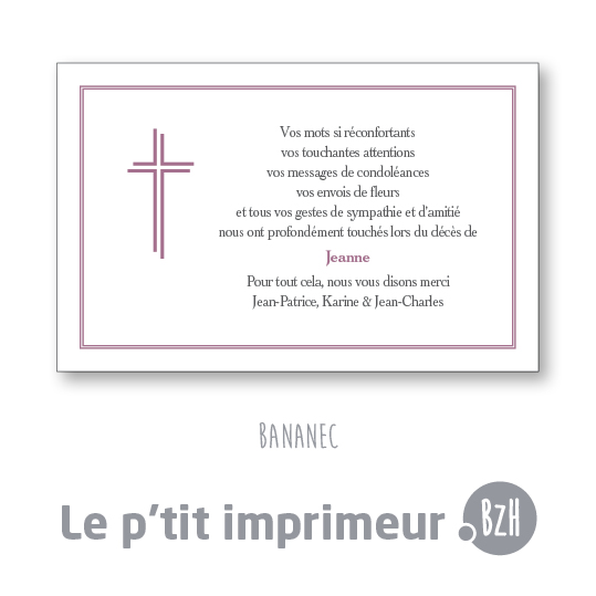 Carte de remerciements Bananec - Format 128 x 82 mm