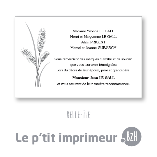 Carte de remerciements Belle-Ile - Format 128 x 82 mm