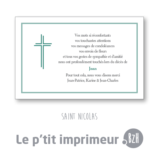 Carte de remerciements Saint-Nicolas - Format 128 x 82 mm