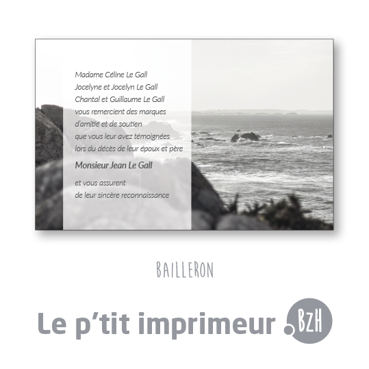 Carte de remerciements Bailleron - Format 128 x 82 mm