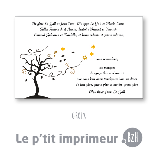 Carte de remerciements Groix - Format 128 x 82 mm