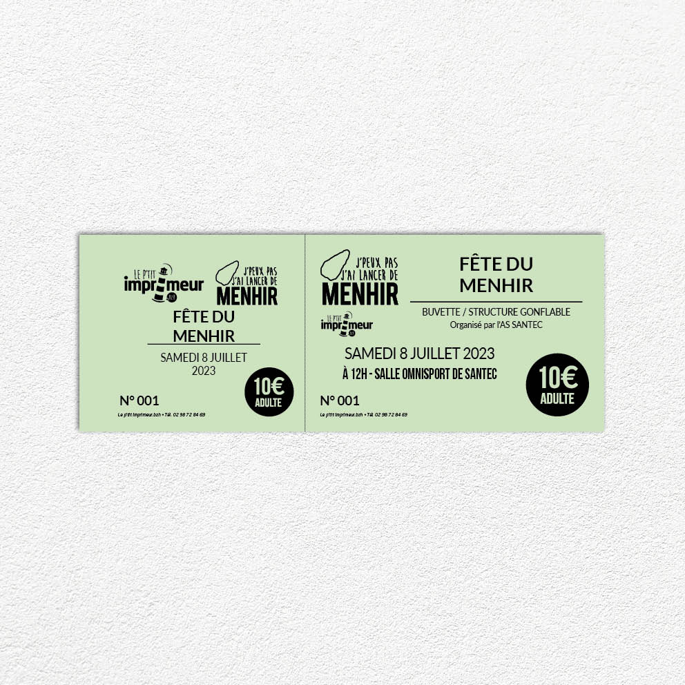 Carnet de billetterie, carnet de ticketsIMAP Imprimerie