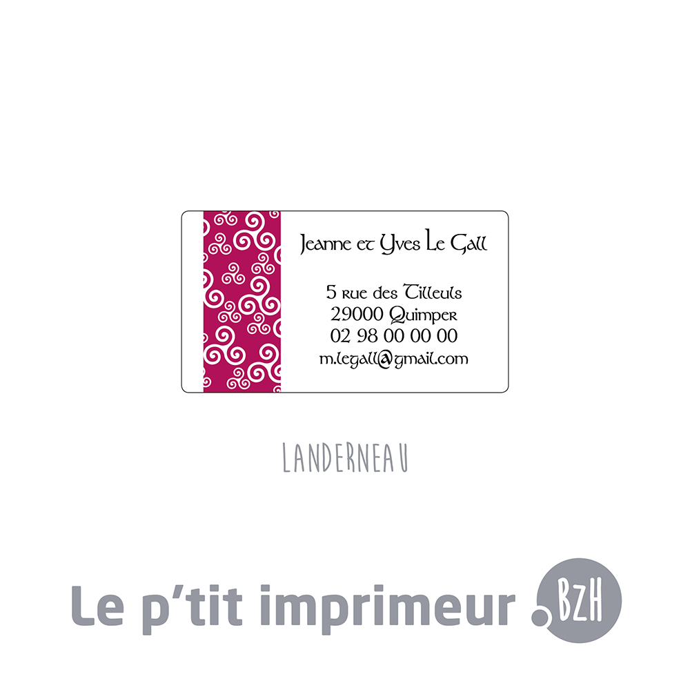 Étiquette expéditeur autocollante - Landerneau - Couleur - Format 45 x 25 mm