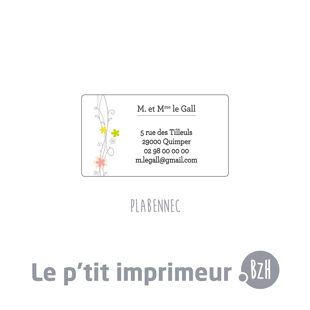 Étiquette expéditeur autocollante - Plabennec - Couleur - Format 45 x 25 mm