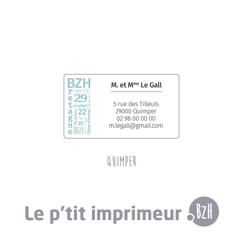 Étiquette expéditeur autocollante - Quimper - Couleur - Format 45 x 25 mm
