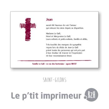 Carte de remerciements Saint-Gildas - Format 128 x 82 mm | Le p'tit imprimeur.bzh