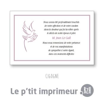 Carte de remerciements Cigogne - Format 128 x 82 mm | Le p'tit imprimeur.bzh