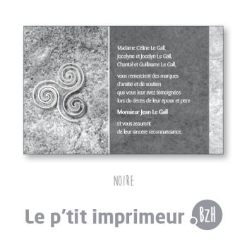 Carte de remerciements Noire - Format 128 x 82 mm | Le p'tit imprimeur.bzh