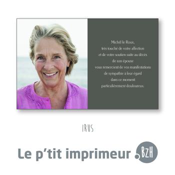 Carte de remerciements Irus - Format 128 x 82 mm | Le p'tit imprimeur.bzh