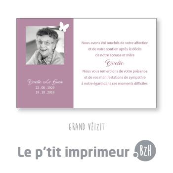 Carte de remerciements Grand Veizit - Format 128 x 82 mm | Le p'tit imprimeur.bzh