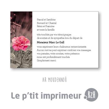 Carte de remerciements Ar Moudennoù - Format 128 x 82 mm| Le p'tit imprimeur.bzh