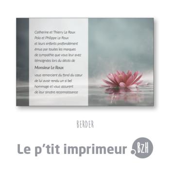 Carte de remerciements Berder - Format 128 x 82 mm | Le p'tit imprimeur.bzh