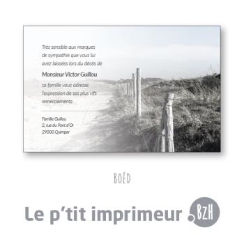 Carte de remerciements Boëd - Format 128 x 82 mm | Le p'tit imprimeur.bzh