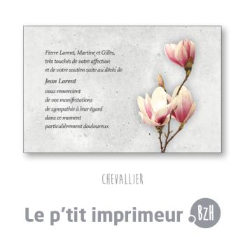 Carte de remerciements suite à un décès avec magnolia | Le p'tit imprimeur.bzh