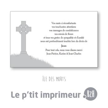 Carte de remerciements suite à un décès | Modèle Croix celte | Le p'tit imprimeur.bzh