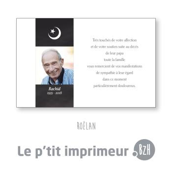 Carte de remerciements Roëlan - Format 128 x 82 mm | Le p'tit imprimeur.bzh