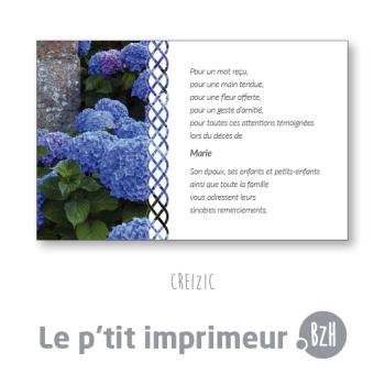 Carte de remerciements Creizic - Format 128 x 82 mm | Le p'tit imprimeur.bzh