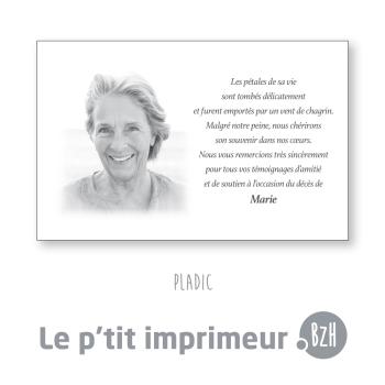Carte de remerciements Pladic - Format 128 x 82 mm | Le p'tit imprimeur.bzh