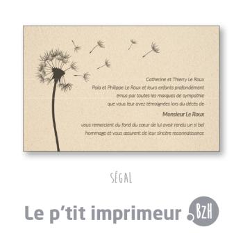 Carte de remerciements Ségal - Format 128 x 82 mm | Le p'tit imprimeur.bzh
