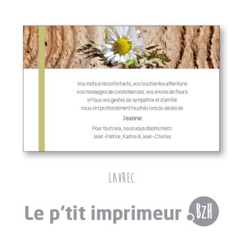 Carte de remerciements Lavrec - Format 128 x 82 mm | Le p'tit imprimeur.bzh