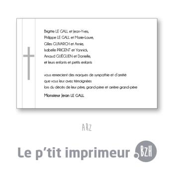 Carte de remerciements Arz - Format 128 x 82 mm | Le p'tit imprimeur.bzh
