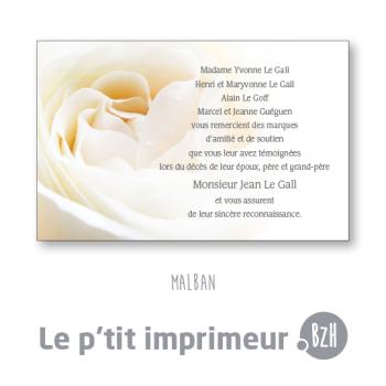 Carte de remerciements Malban - Format 128 x 82 mm | Le p'tit imprimeur.bzh