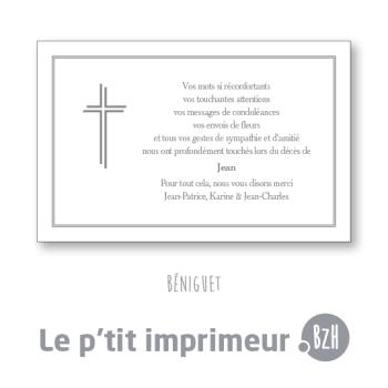 Carte de remerciements Béniguet - Format 128 x 82 mm | Le p'tit imprimeur.bzh