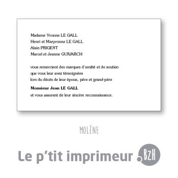 Carte de remerciements Molène - Format 128 x 82 mm | Le p'tit imprimeur.bzh