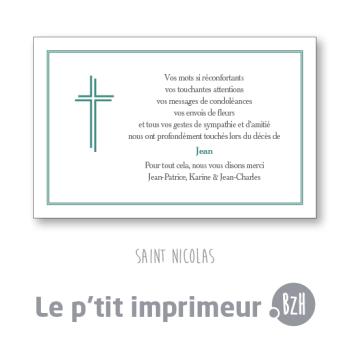 Carte de remerciements St-Nicolas - Format 128 x 82 mm  | Le p'tit imprimeur.bzh