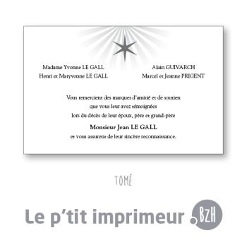 Carte de remerciements Tome - Format 128 x 82 mm | Le p'tit imprimeur.bzh
