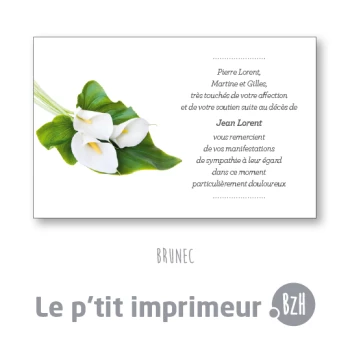 Carte de remerciements Brunec - Format 128 x 82 mm| Le p'tit imprimeur.bzh