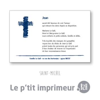Carte de remerciements Saint-Michel - Format 128 x 82 mm | Le p'tit imprimeur.bzh