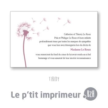 Carte de remerciements Tibidy - Format 128 x 82 mm | Le p'tit imprimeur.bzh