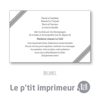 Carte de remerciements Banalec - Format 128 x 82 mm | Le p'tit imprimeur.bzh - Bretagne