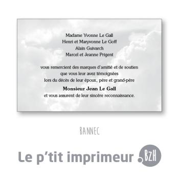 Carte de remerciements Bannec - Format 128 x 82 mm | Le p'tit imprimeur.bzh