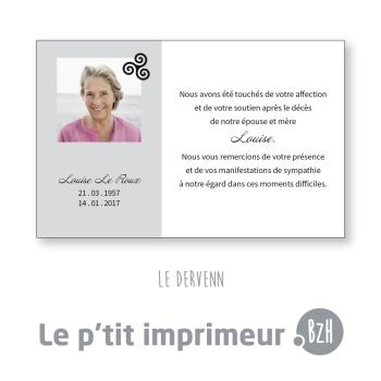 Carte de remerciements Le Dervenn - Format 128 x 82 mm | Le p'tit imprimeur.bzh