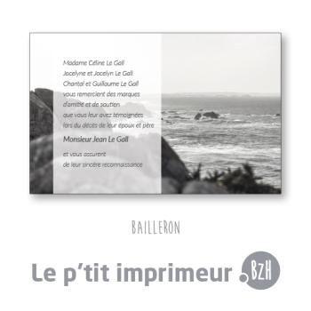 Carte de remerciements Bailleron - Format 128 x 82 mm | Le p'tit imprimeur.bzh